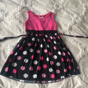 Girls pink polka dot sundress, cotton, size M, gently worn